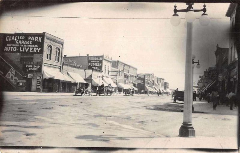 Kalispell Montana Street Scene Glacier Park Garage Real Photo Postcard AA9988