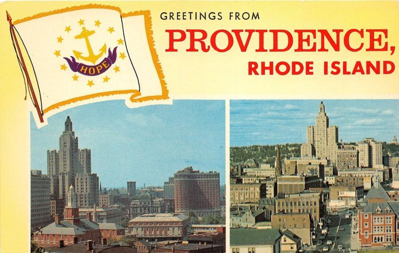 Providence Rhode Island~2 Views-Tallest Building & Industrial National Bank~'50s