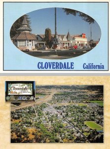 2~4X6 Postcards CLOVERDALE, CA California  STREET SCENE & AERIAL VIEW  Sonoma Co