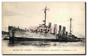 Old Postcard warship Ex Straslund today The Mulhouse