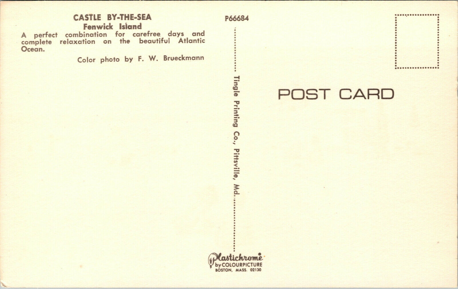 Vtg Castle By The Sea Beach Lifeguard Fenwick Island Delaware DE Unused