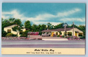 1940 Long Beach California Vintage Postcard Motel Willie May Boulevard Building