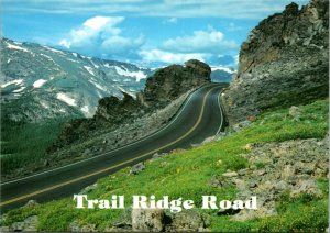 Postcard CO Rocky Mountain National Park - Trail Ridge Road - View of Rock Cut