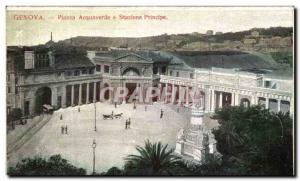 Old Postcard Piazza Acquaverde Genova e Stazione Principe