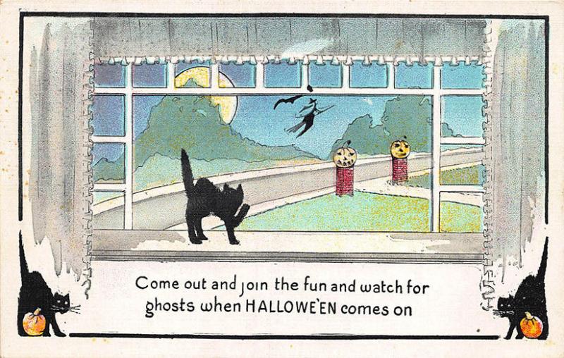 Halloween Black Cat JOL Poem Postcard