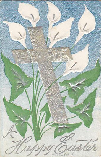Easter Silver Cross with White Flowers 1908