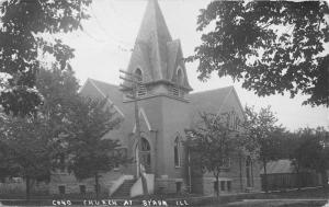 Byron Illinois~Congregational Church~Posters on Telephone Pole~1913 RPPC