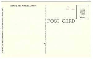 Austin's Tom Mueller Airport Airplane & Control Tower Postcard
