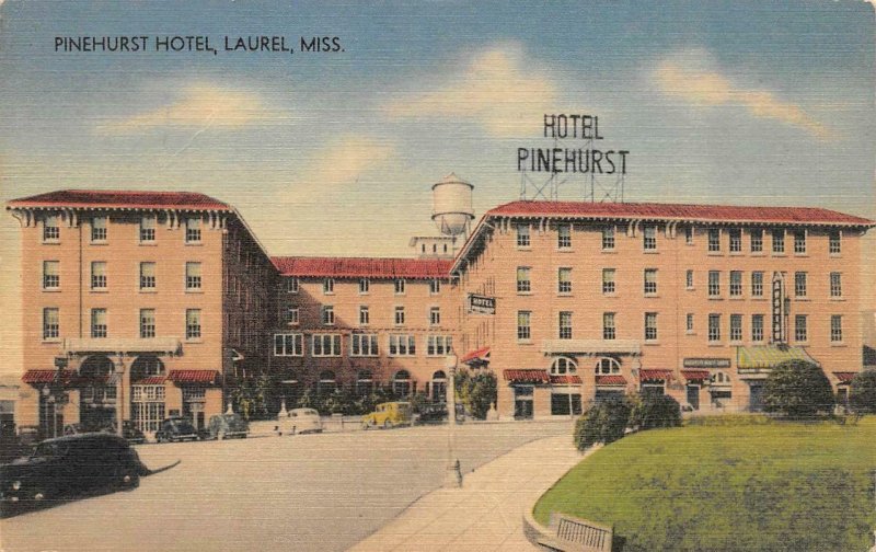 LAUREL, MS Mississippi PINEHURST HOTEL Roadside JONES CO  c1940's Linen Postcard