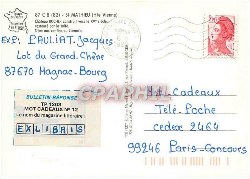 Postcard Modern Rock Chateau St Mathieu Haute Vienne Castle Rock built in the...