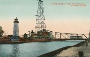 Light House and Electric Rail Trolley on Swing Bridge Hamilton Ontario Canada DB