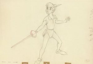 Peter Pan Storyboard Sketch Painting With Sword Walt Disney Postcard