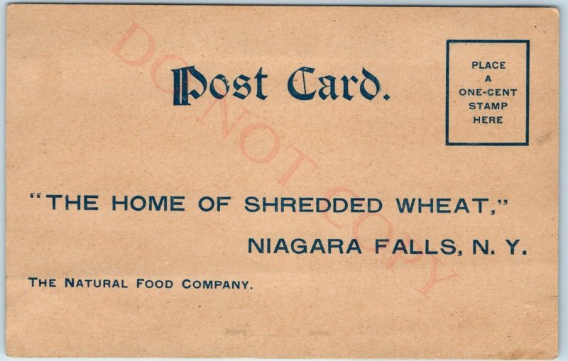 c1910s Niagara Falls, NY Natural Food Co Advertising Postcard Shredded Wheat A45