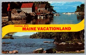 Postcard Belgrade Lakes ME c1971 Greetings from Maine Vacationland Back Cove