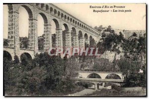 Old Postcard Environs of Aix en Provence Roquefavour Three Bridges