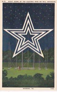 Virginia Roanoke Electric Star On Mill Mountain At Night