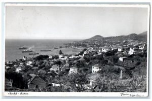 1955 Funchal Madeira River Steamship Houses Portugal RPPC Photo Postcard