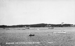 Friendship ME Harbor View Boats Former Teacher Real Photo Postcard