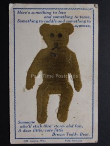 Novelty Postcard: A DEAR CUTE LITTLE BROWN TEDDY BEAR c1909 (Real Cloth)