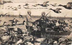 RPPC DUCK HUNTING IN MISSOURI MARTIN EXAGGERATION REAL PHOTO POSTCARD 1909