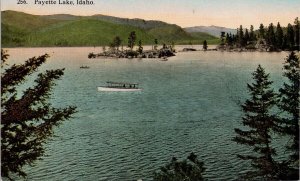 Payette Lake ID Idaho Boat Unused Baker Glosso Series Postcard H51