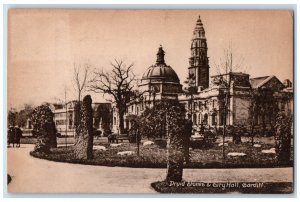 c1940's Druid Stones & City Hall Cardiff Wales Unposted Antique Postcard