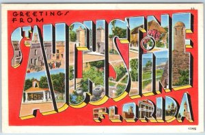 c1940s St. Augustine, FL Greetings Large Bubble Letter Fla Oldest Old World A207