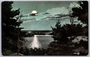 Postcard Muskoka Lakes Ontario c1906 A Bit of Lake Rosseau Scenic Night View