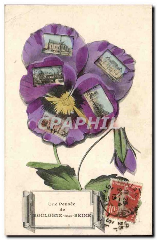 Old Postcard Fancy A thought Boulogne sur Seine Flower