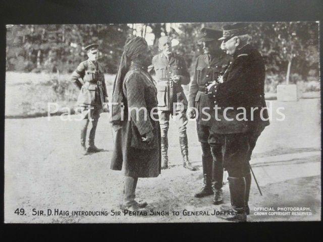 c1917 - Sir D Haig Introducing Sir Pertab Sing to General Joffre - DAILY MAIL