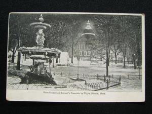 Old Postcard-State House..Fountain-Boston,Massachusetts