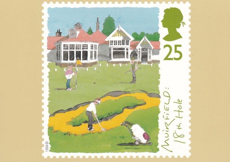 Muirfield Golf Course Putting Green Bunker Rare Golfer Postcard