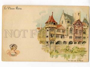 251316 Old PARIS corner on Seine River by ROBIDA Vintage PC