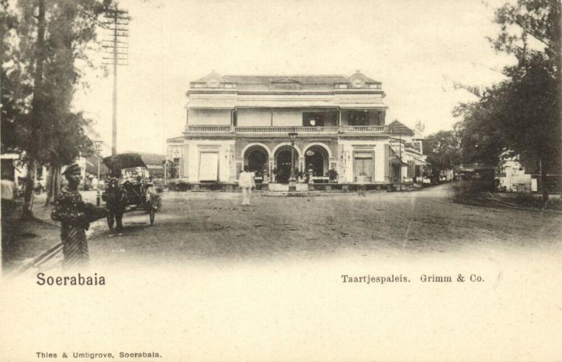 indonesia, JAVA SOERABAIA, Jalan Pasar Besar, Bakery Grimm & Co. (1899) Postcard