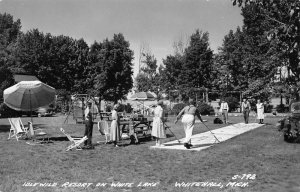 Whitehall Michigan Idlewild Resort White Lake Shuffleboard Real Photo PC AA72665