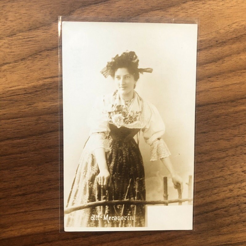 RPPC Photo Post Card Of Woman  GERMAN - FARM - RURAL DRESS 1910s 1920s Vintage