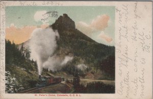 Postcard Railroad Train St Peter's Dome Colorado CCSL