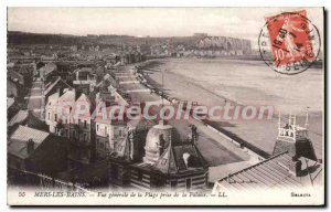 Old Postcard Mers Les Bains General view of the beach taken from the Cliff