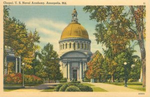 Annapolis Maryland US Naval Academy 1941  Linen Postcard Used