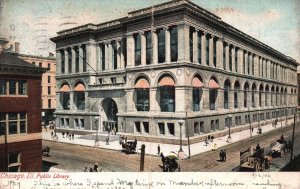 Vintage Postcard 1906 Public Library Building Historic Landmark Chicago Illinois