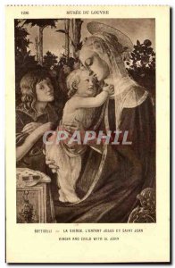 Old Postcard Musee Du Louvre Botticelli Madonna L & # 39Enfant Jesus and Sain...