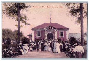 1910 Aquarium Belle Isle People Outside Scene Detroit MI Posted Vintage Postcard