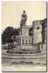 Angers Old Postcard The castle Statue of King Rene