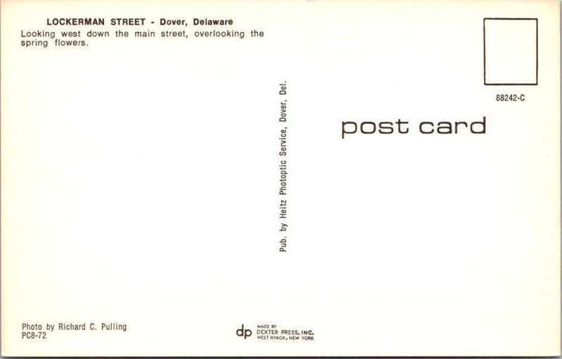 Dover, DE Delaware  LOCKERMAN STREET SCENE  Stores~Flowers  ca1960's Postcard