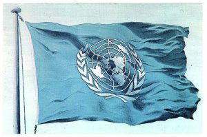 The Flag of the United Nations New York Original Vintage Postcard