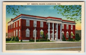 Municipal Building Elizabethon Tennessee Postcard Linen Unposted Vintage Tenn