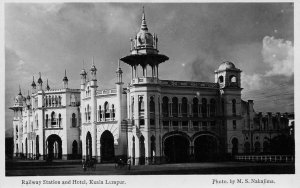 RPPC Railway Station & Hotel, Kuala Lumpur MS Nakajima c1920s Vintage Postcard