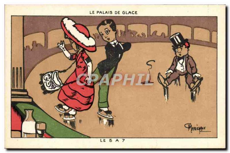Old Postcard Skating Skates Ice has the Ice Palace The 5 to 7 Illustrator Mar...