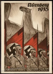 3rd Reich Reichsparteitag 1935 Rally Day Propaganda Card USED at Rally 93429