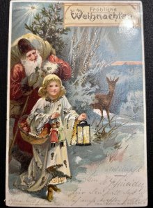RARE 1900 EARLY SANTA Fröliche Weihnachten, Merry Christmas Father Christmas JO5